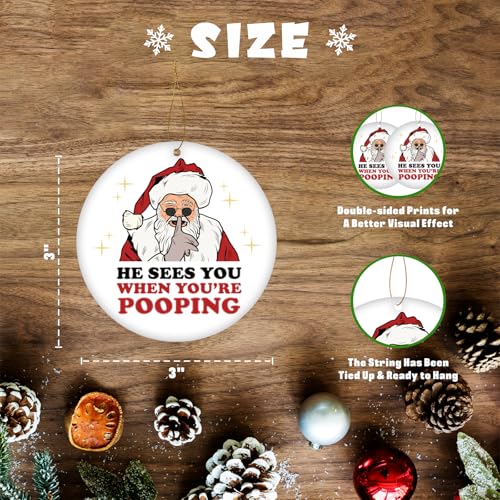 Funny-Christmas-Ornaments-He-Sees-You-When-Youre-Pooping-Ornament-Novelty-Ceramic-Holiday-Tree-Ornaments-Cute-Christmas-Party-Decor-Xmas-White-Elephant-Gifts-for-Friends-Colleagues-Family Funny Christmas Ornaments He Sees You When Youre Pooping Ornament Novelty Ceramic Holiday Tree Ornaments Cute Christmas Party Decor Xmas White Elephant Gifts for Friends Colleagues Family