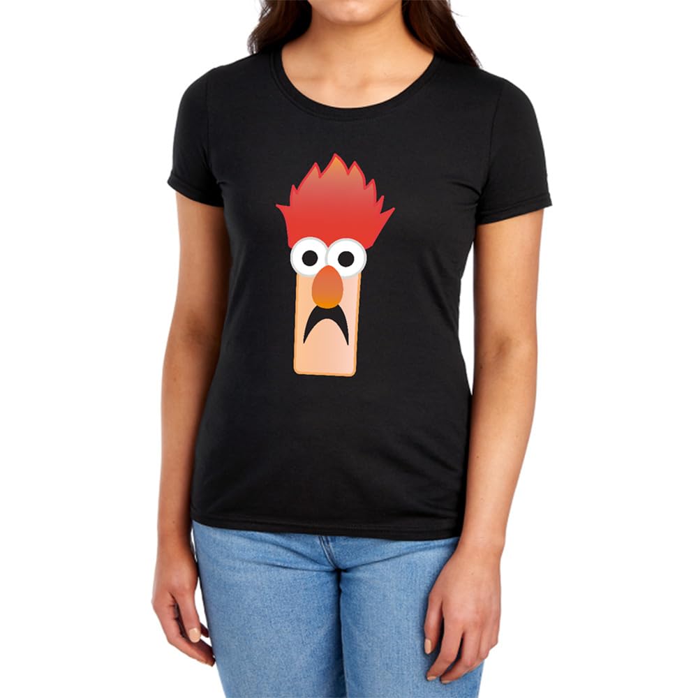 Muppets Disney The Beaker Face Womens T Shirt, Black, L