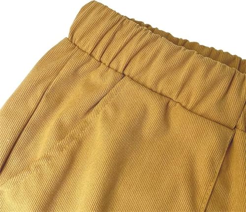 Womens Corduroy Elastic Waist Jeans, Solid Color Casual Loose Petite Chic Women's Hiking Fit Joggers Pants with Pockets3