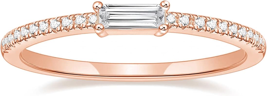 TIGRADE 1.5mm Eternity Ring Baguette Cubic Zirconia Anniversary Ring CZ Pave Wedding Band for Women Size 3-12