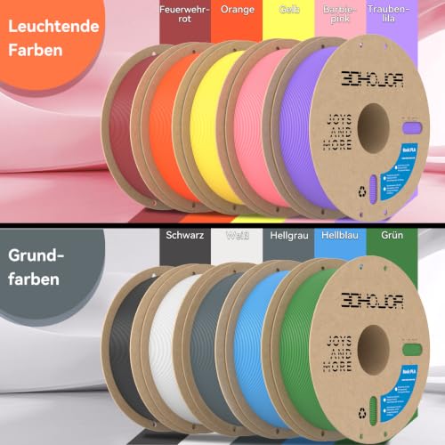 Image of 3DHoJor Basic PLA 3D Printer Filament Bundle,10KG PLA Filament 1.75mm, 3D Filament 1KG Spool, 10 Pack,Black+White+Fire Engine Red+Green+Light Blue+Orange+Grape Purple+Yellow+Light Grey+Barbie Pink