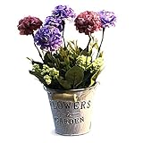  Flor Flor de la simulación Artificial con Hierro Bucket Escritorio Tiesto Artificial Bonsai Plantas