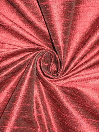 Tissu Dupioni soie rouge indien foncé shot noir coupon de tissu de 111,8 cm