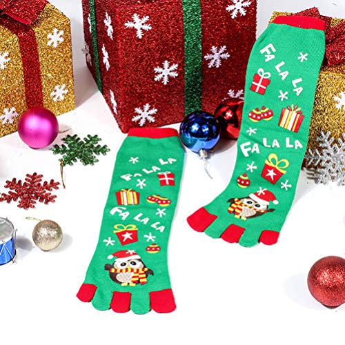 KESYOO 6 Pares Meias de Natal de Cinco Dedos Do Pé de Natal Meias de Meia Panturrilha Papai Noel Bon