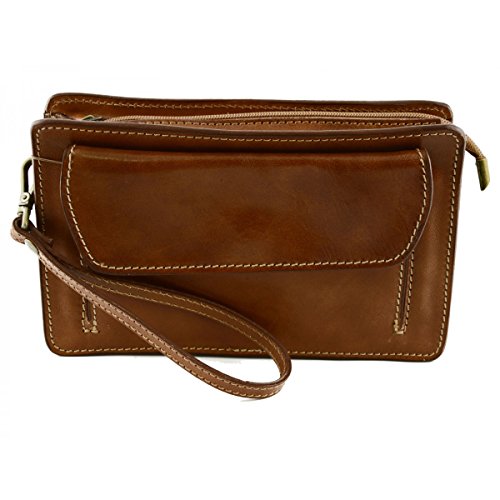 Sac homme cuir véritable miel maroquinerie fait en Italie petit sac à main urbain