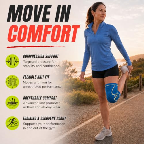 Image of Knee Brace for Men and Women Knee Compression Sleeve Knee Support Wraps for Arthritis Joint Pain Relief, Workout, Swelling, Sports, Circulation, Running, Recovery for ACL & Meniscus Tear