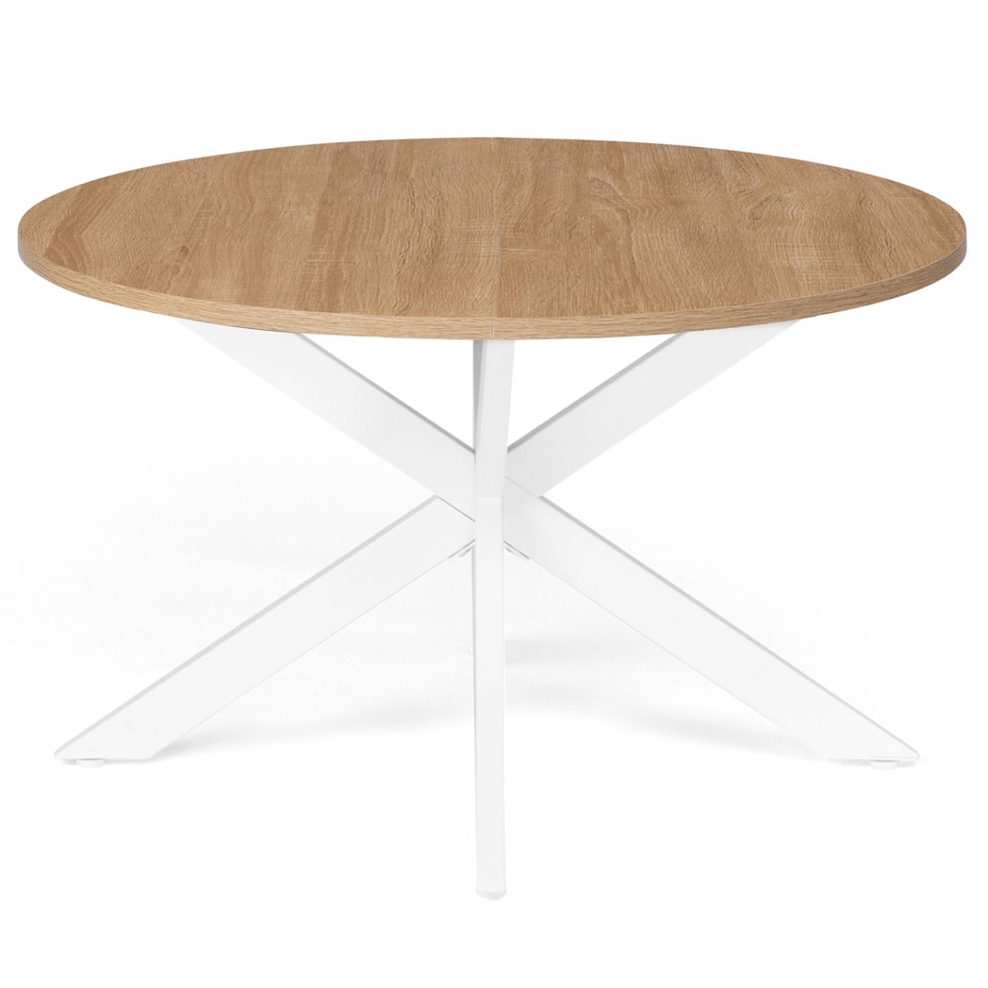 IDMarket - Mesa baja redonda Alix con patas de araña de 70 cm, madera y blanco