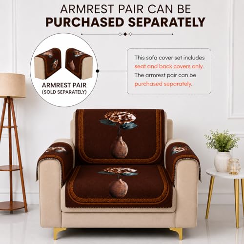 Image of Homerz Premium 'Luxe Series' Holland Velvet Sofa Cover | Smooth Finish | Anti-Skid Fleece Backing | Soft Touch Couch Protector for Living Room (Vase, 1 Seater, Seat Cover with Backrest)