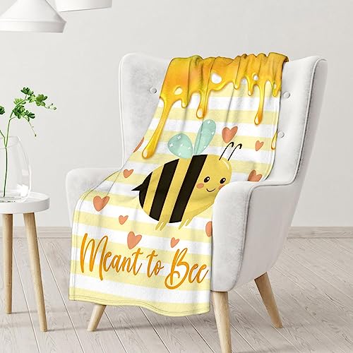 Bee Blanket Gifts, 40"x50" Cute Bee Print Throw for Women Girls, Soft Cozy Warm Flannel for Sofa Bed