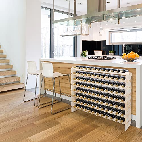 Smartxchoices 96 Bottles Stackable Modular Wine Rack, 8-Tier Wooden Wine Storage Rack Freestanding Wine Holder Display Shelves, Wobble-Free Shelves, Solid Wood - Image 3