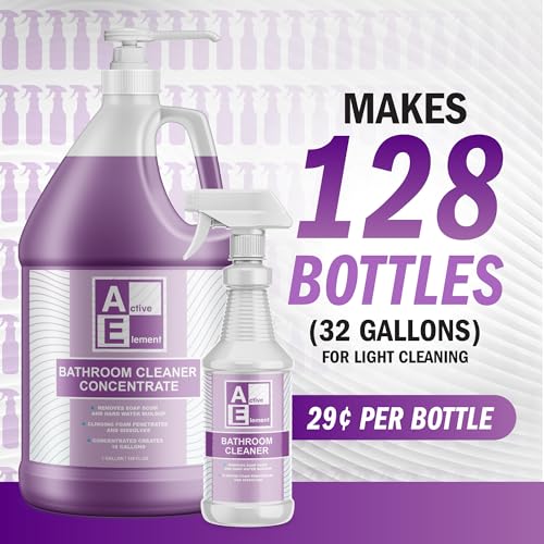 Active Element Bathroom Cleaner Concentrate- Makes 64 Gallons -Multipurpose Foaming Spray for Tub and Tile, Shower, Sink, Bathtub and Toilet