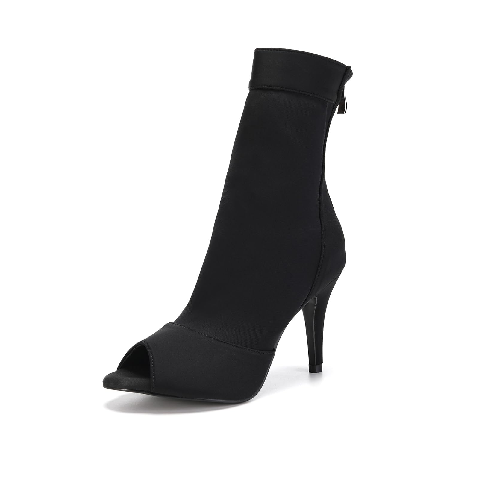 SWDZM Scarpe da Ballo Stivaletto Latino Americano Donna Punta Aperta con Tacco Alto Stivaletti da Sala Festa