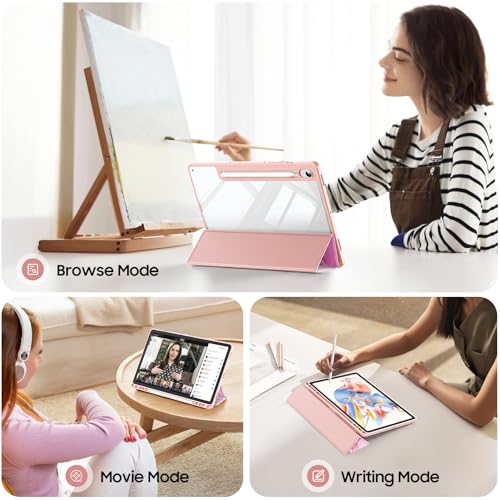 Image of Fintie Hybrid Slim Case for Samsung Galaxy Tab S9 FE 10.9 Inch /Galaxy Tab S9 11 Inch 2023 with S Pen Holder, Shockproof Cover with Clear Transparent Back Shell, Auto Wake /Sleep, Dreamy Marble
