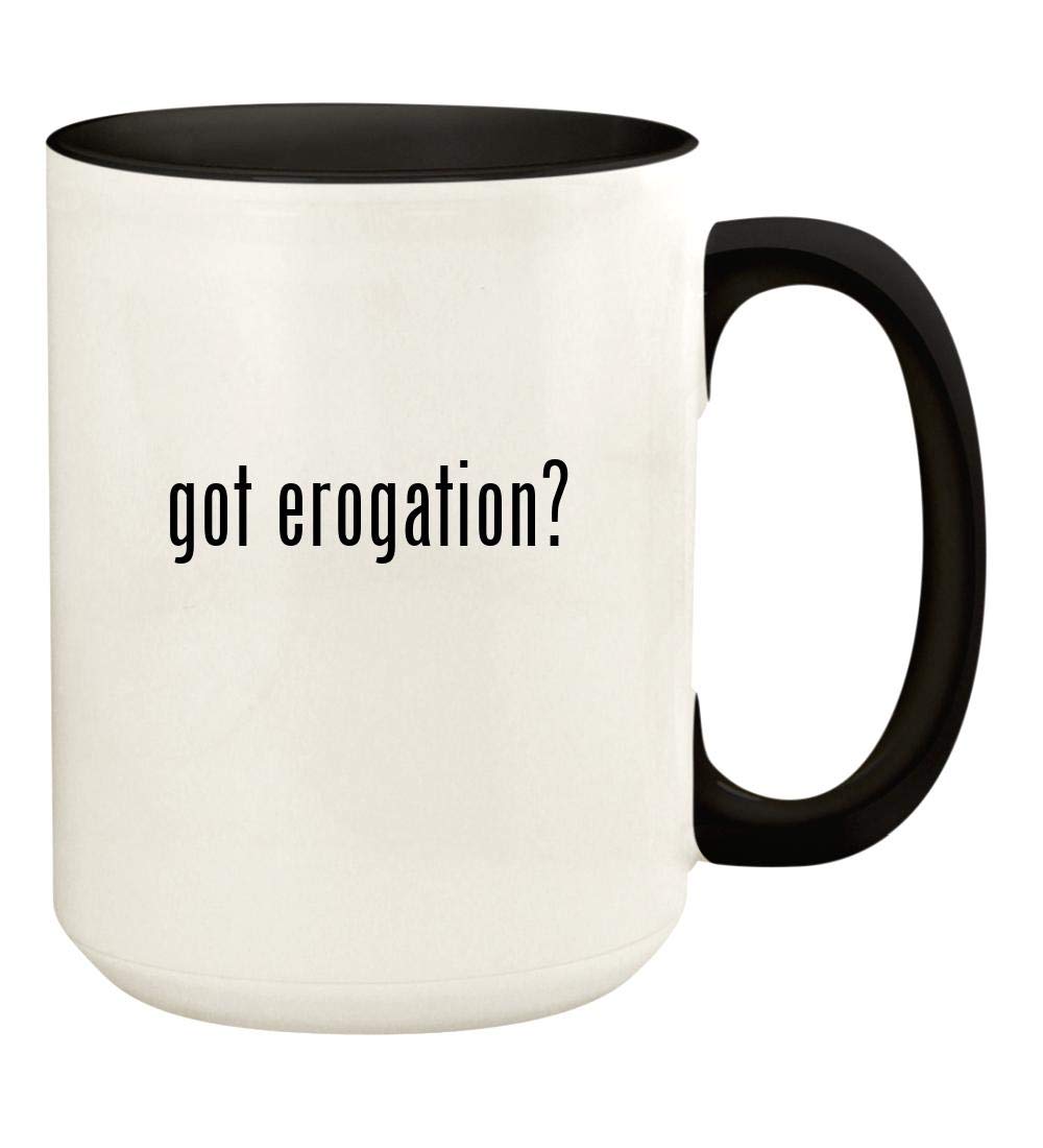 got erogation? - 15oz Ceramic Colored Handle and Inside Coffee Mug Cup, Black
