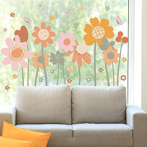 Vinilos decorativos florales boho 2 hojas removibles miniatura 4