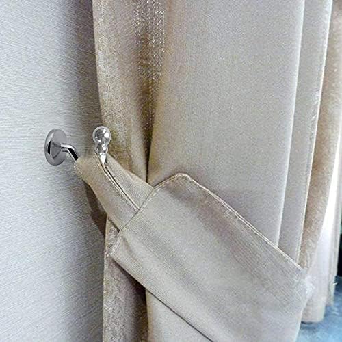 BlueXP 4 Pack Curtain Tieback Hook Ball End Metal U Shaped Curtain Tie Back Hook Chrome Shower Window Wall Mounted Tassel Curtain Tiebacks Hook Drapery Tiebacks for Key Clothe Coat Hanger Hook Silver