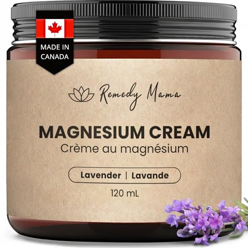 Remedy Mama Magnesium Cream for Sleep, Cramps & Muscle Relief – Natural Blend with Hemp Seed, Jojoba, Mango & Shea Butter – Kid-Safe, Skin-Friendly – Lavender – 120 ml Glass Jar – Made in Canada