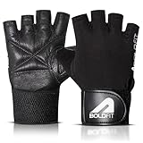 Boldfit Gym Gloves for Men & Women with Wrist Support Accessories for Weightlifting, Training, Exercise, Cycling Gloves, Bike Sports Gloves- Warrior -M, Polycotton Blend, Black, Medium (7.5' - 8')