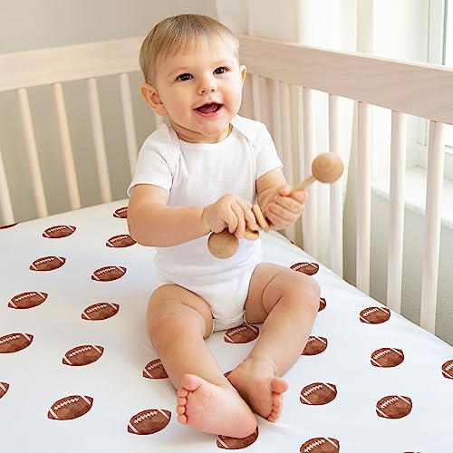 Image of Sweet Jojo Designs 3-Piece Baby Crib Sheets Set (Vintage Sports Theme) for Boys, Infant Nursery, Toddler Room - Standard Size (Classic, Football, Basketball, Soccer, Watercolor, Sport Themed, Balls)