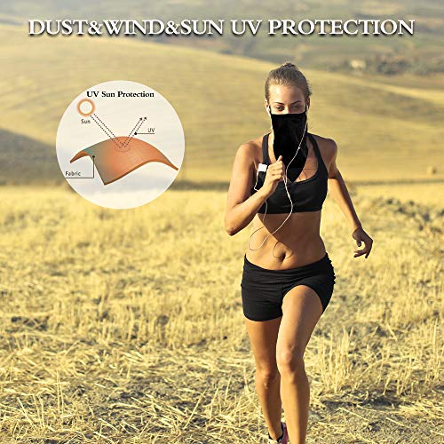 image for ZOORON 3 Pack Face Bandana Neck Gaiter with Ear Loops, UV Sun Protecti