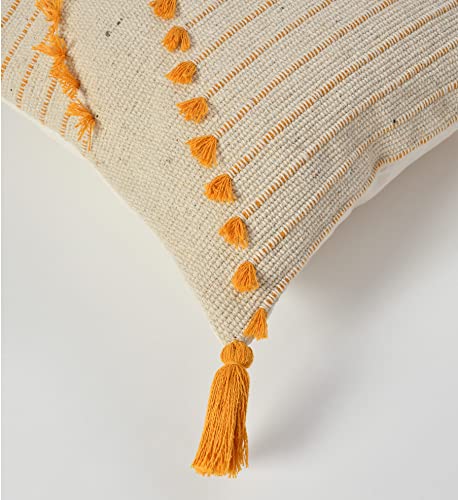 Image of TIB Premium Boho Decorative Throw Cushion Covers, 16 x 16 cm, Set of 2, Cotton. (Golden Triangle)