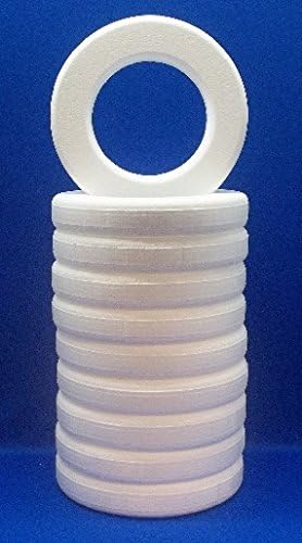10 pc EPS Polystyrene Wreaths 10"X2" White Craft Styrofoam Floral Ring with Rounded Edges
