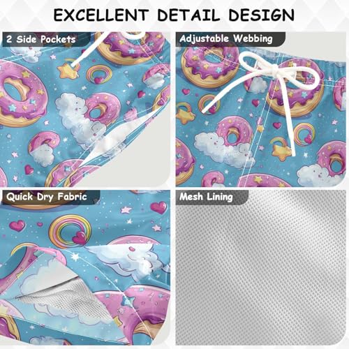 Boccsty Pink Donut Hearts Star Boys Swim Trunks Baby Kids Swimwear Summer Toddler Beach Board Shorts Bathing Suit 2T3