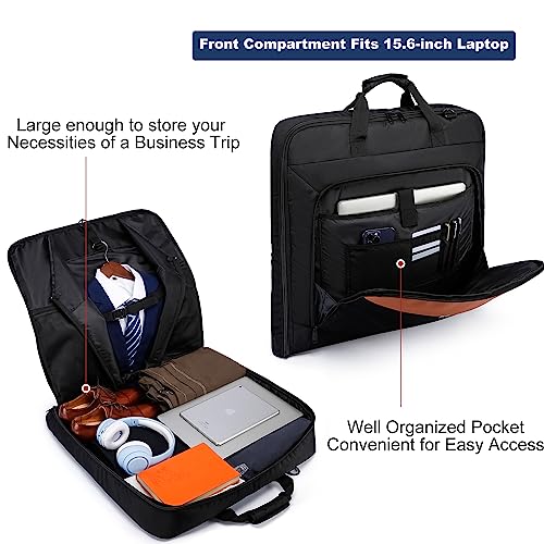 Garment Bags for Travel Large Suit Bag for Men Women, Foldable Carry on Garment Bag 40-Inch Up to 3 Suits for Business Trips, Waterproof 2 in 1 Hanging Suit Luggage Bag, Fits 15.6 Inch Laptop, Brown - Image 5