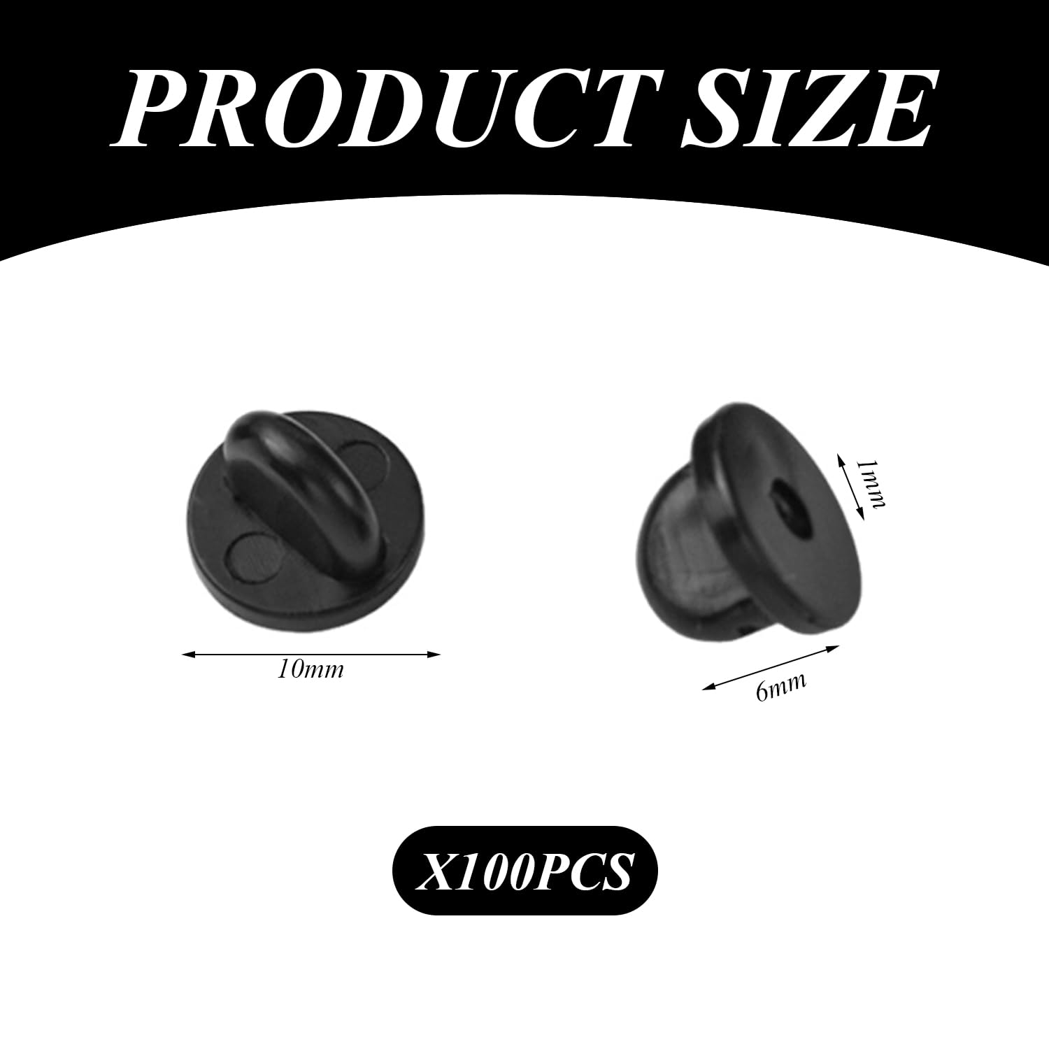 Set di 100 Accessori per Spille, Supporto per Spilla in Silicone, Spilla Posteriore per Badge, Spilla di Sicurezza per Badge (Nero)