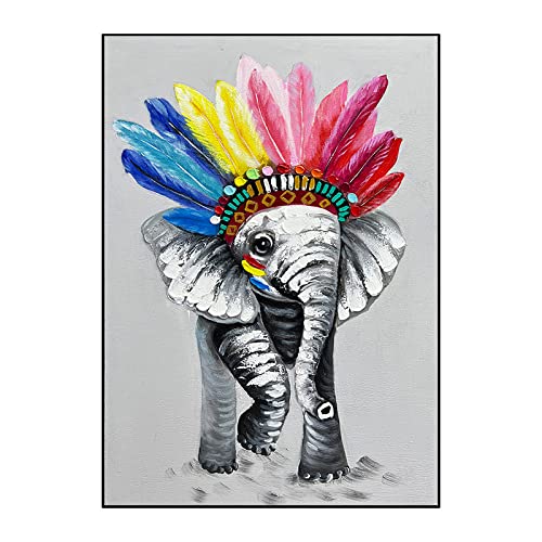Tableau éléphant peinture main relief 3D art mural luxe