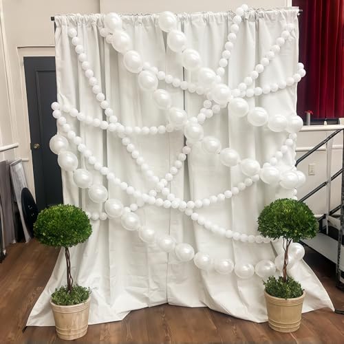 Image of Pearl White Linking Balloons, 60PCS 10 Inch Pearl Color Quick Link Balloons for Making Balloon Wall Heart Arch, Tails Balloon for Wedding Birthday Baby Shower Engagement Graduation Party Decorations