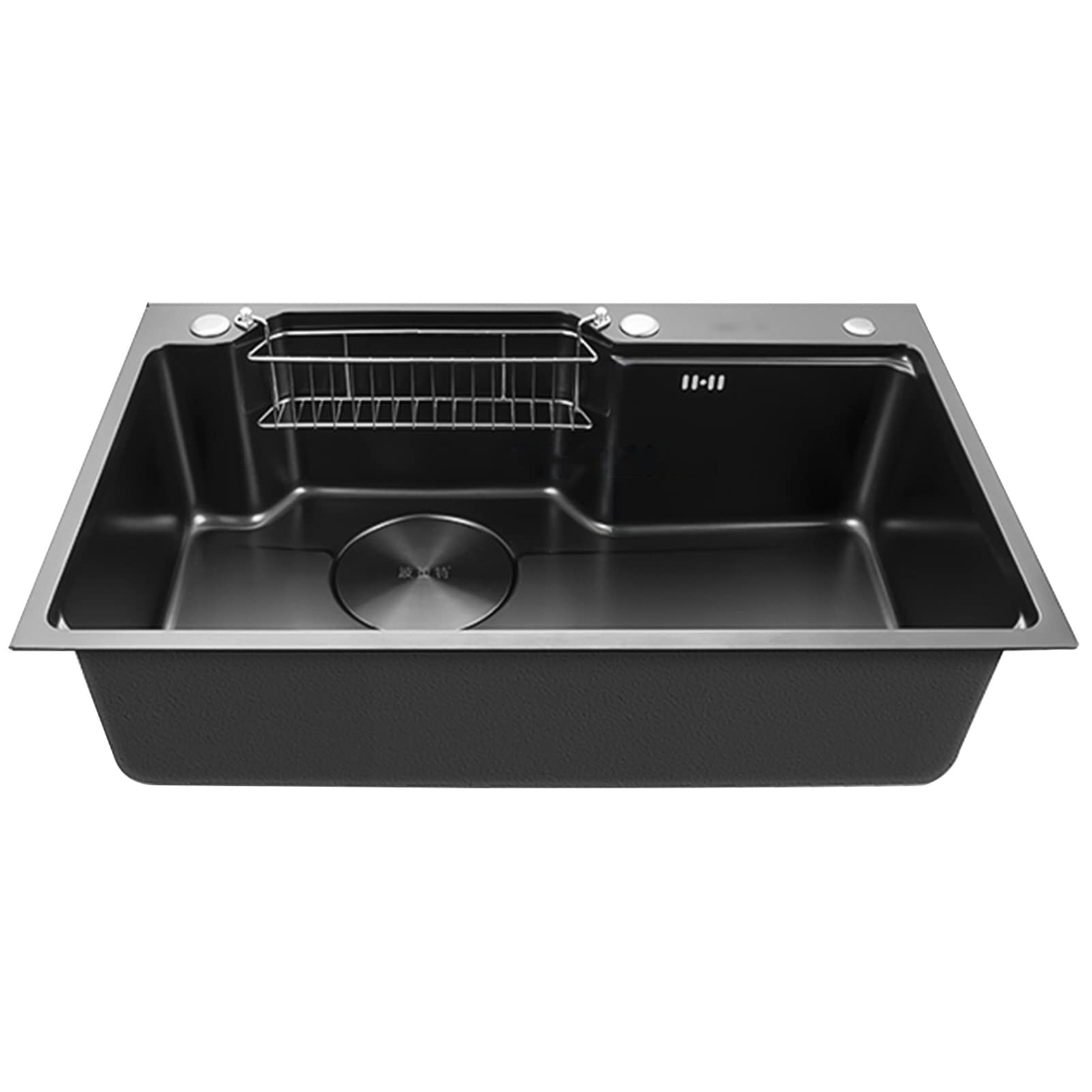 Lavello da Cucina a Vasca Singola, lavello da Bar in Acciaio Inossidabile 304, lavello per la casa, lavello per Verdure, da Incasso o sottotop (Nero 78x48x22 cm)