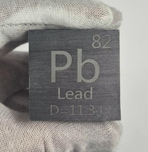 Image of 1.5 inch 38.1mm Lead Plumbum Metal Cube Pb up to 99.9% Pure Periodic Table Element Engraved Density Collection Science Education Display Block Cube + Acrylic Case Box - 1PC