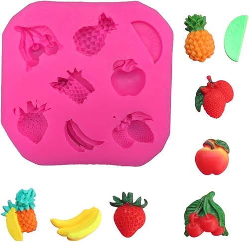 Linda fruta, piña, plátano, fresa, manzana, cereza, bricolaje, molde de silicona 3D, para hacer bloques de hielo, fondant, chocolate, jabón, pastel,