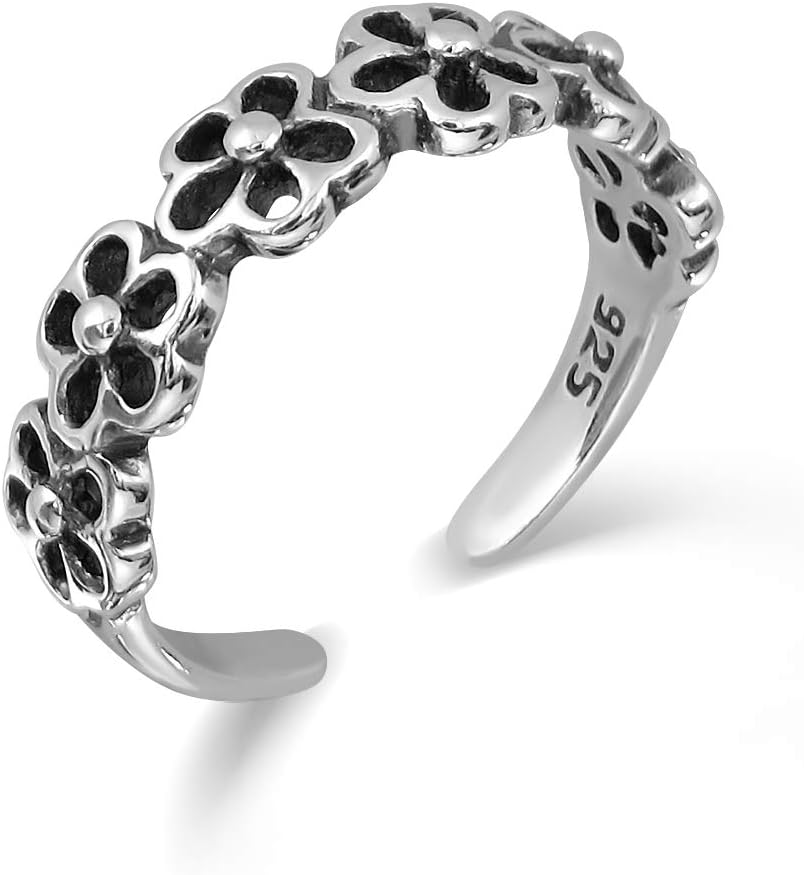 WithLoveSilver 925 Sterling Silver 6 Flowers Flora Toe Ring