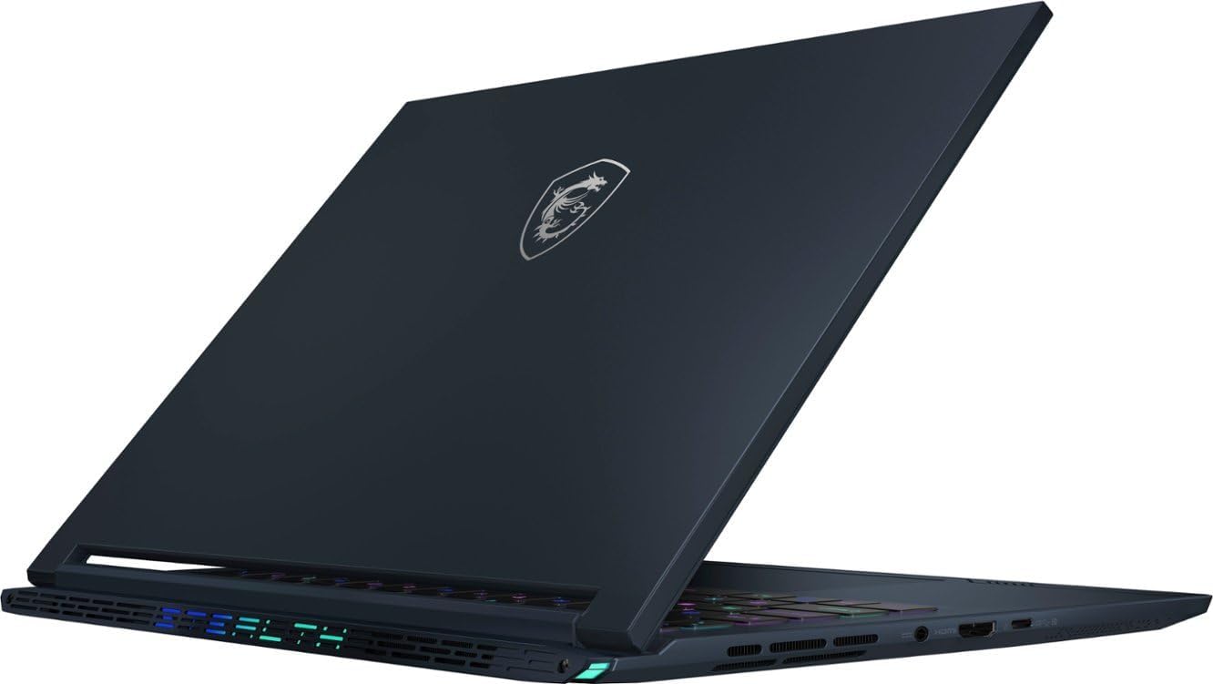 MSI Stealth 14 Studio A13VF Laptop, rear-right view with ports