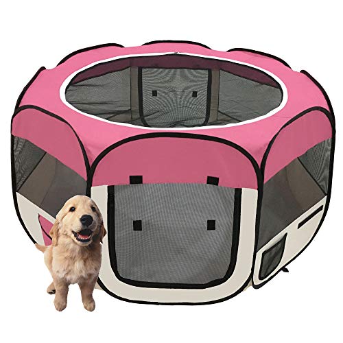 afuLaI Portable Foldable Pet Playpen Exercise Pen - Perfect for Keeping Pets Secure and Active