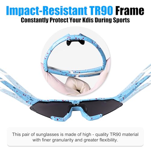 Image of X-TIGER Polarized Kids Sunglasses Youth Baseball Sunglasses UV400 Boys Girls Sports Sun Glasses for Softball Cycling Scooter