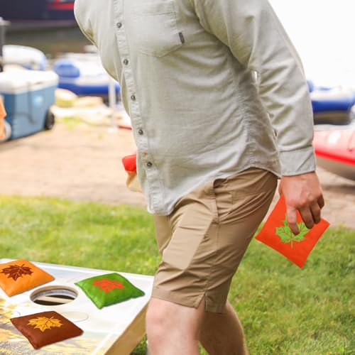 Sacs de jeu de lancer feuille d'érable pouf de cornhole orange et vert