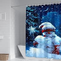 Tenda Doccia 180x200 Pupazzo di Neve Carino, Tende Doccia Antimuffa Bianco, 3D Tenda per Doccia Impermeabile Tenda Bagno Tessuto Shower Curtain, con 12 Ganci C2900