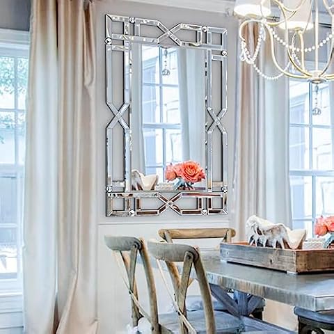 Chende Large Mirrors for Wall Decor, 36''X24'' Bathroom Mirror with Beveled Glass Frame, Rectangle Elegant Wall Mirror for Living Room, Entryway, Dining Room Cover