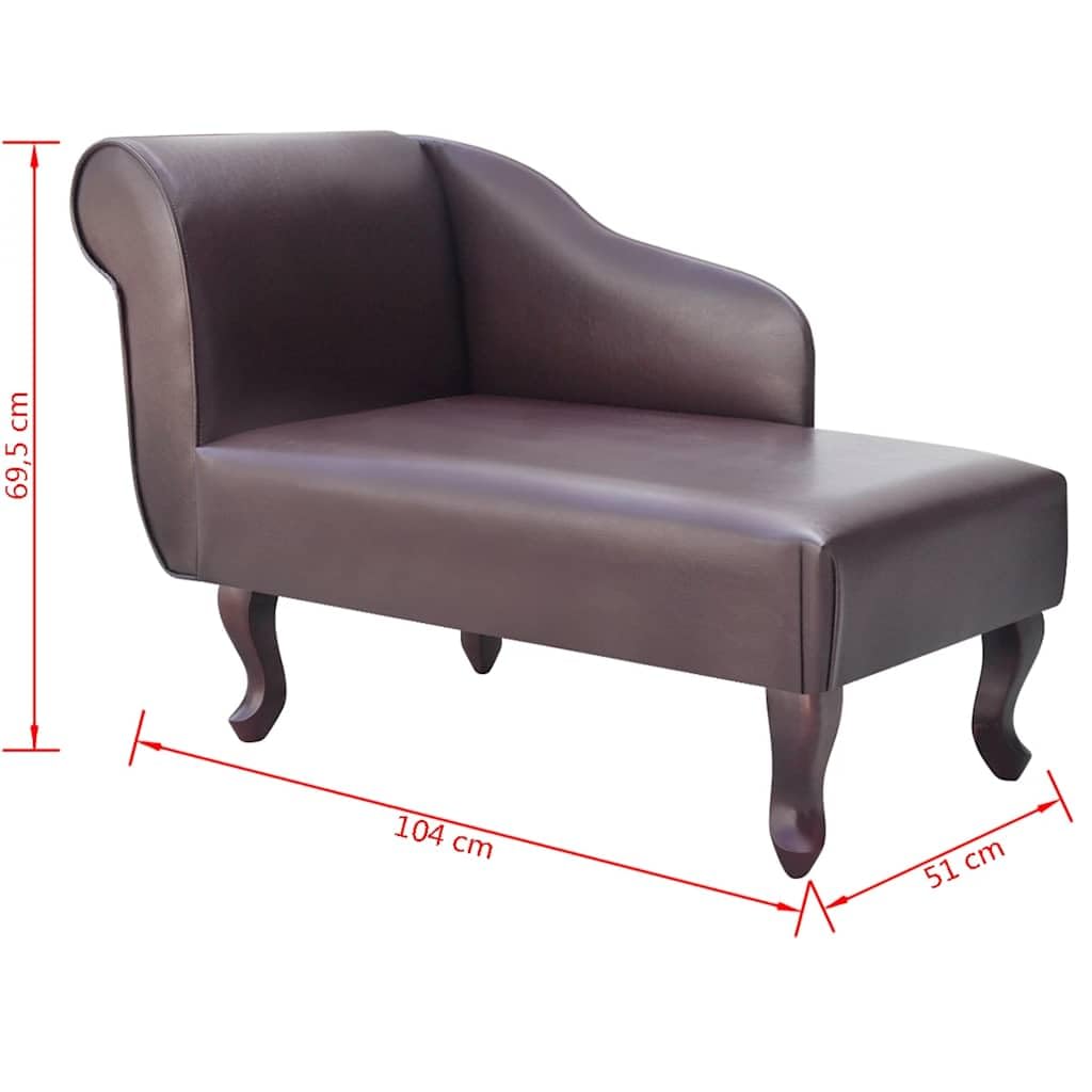 Chaiselongue Braun Kunstleder Gepolstert Holzfüße 110 kg