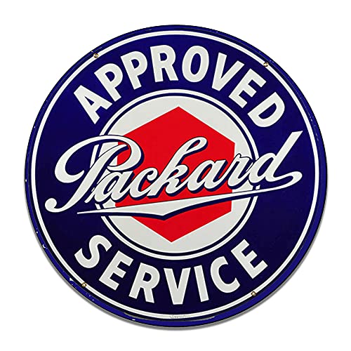 Packard Approved Service Insignia Emblem Seal Vintage Gas Signs Reproduction Car Company Vintage Style Metal Signs Round Metal Tin Aluminum Sign Garage Home Decor With 2 American Flag Vinyl Decals #TOP10