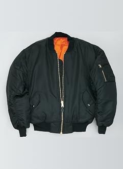 MA1 BOMBER JACKET WITH HEAVY BRASS ZIP (M, BLACK)