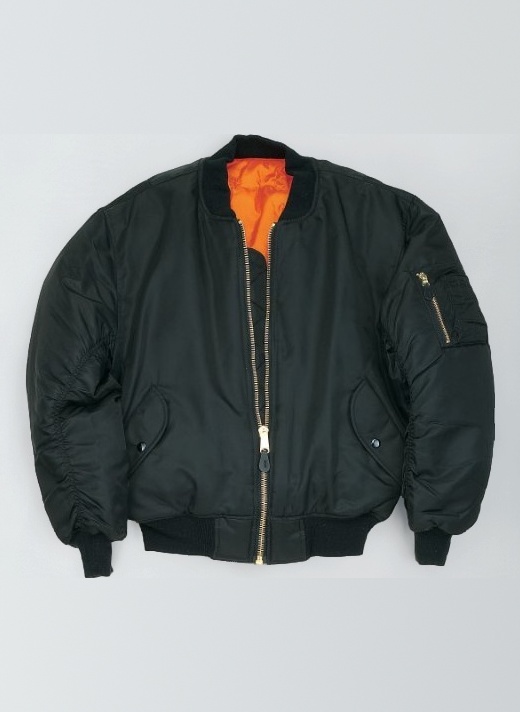 MA1 BOMBER JACKET WITH HEAVY BRASS ZIP (M, BLACK)