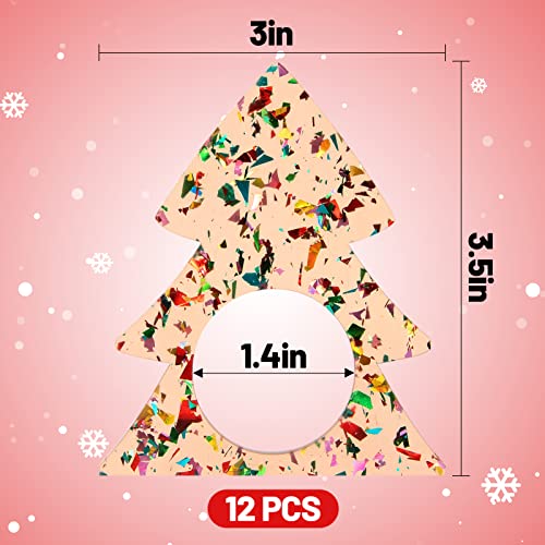 12 Pcs Christmas Napkin Rings- Xmas Tree Napkin Holder Rings Christmas Tree Glitter Napkin Buckle For Holiday Party Dinner Wedding Dining Table Decoration (Golden) #TOP6
