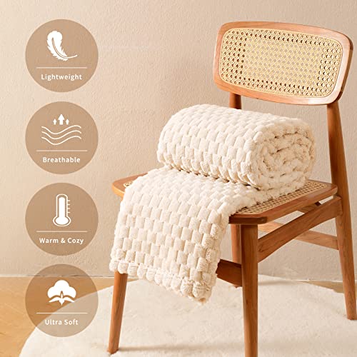 Fy Fiber House Fleece Throw Blanket For Couch 300Gsm Super Soft Plush Fuzzy Blankets Lap Blanket For Office Sofa, 50X60 Inches, Beige #TOP2
