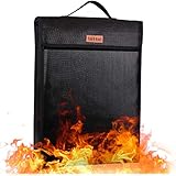 Fireproof Document Bag, JOZZ 15.7 in x 11.8in x 3.1 in Waterproof File Bag Storage Bag 2100℉ Fire Resistant Envelope Pouch for Money and Valuables