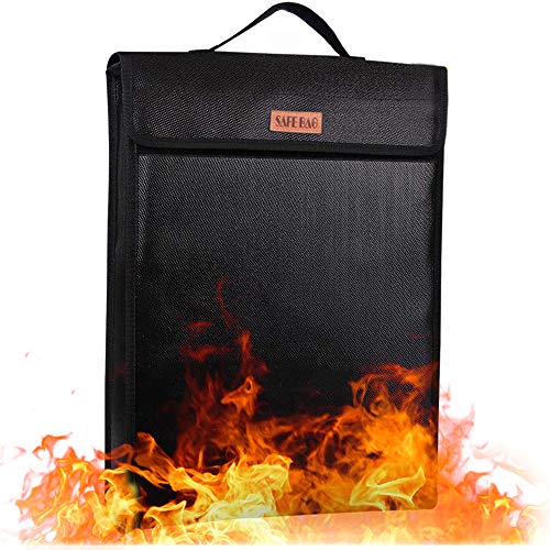 Fireproof Document Bag, JOZZ Waterproof File Bag Safe Storage Bag Fire Resistant Envelope Pouch for Money,Passport and Valuables (B)