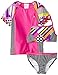 Speedo Big Girls' Poptical Stripes Rashguard 3 Piece Swimsuit Set
